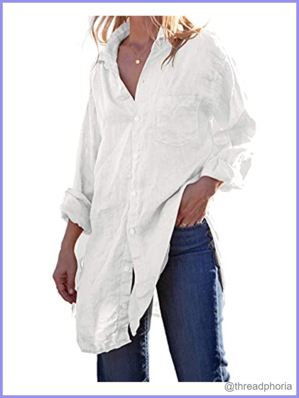 Womens Linen Cotton Button Down Tunic Cover Up Long Sleeve Beach Shirt